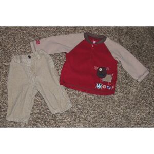 KENNETH COLE Boys Sz 6-9 Months Fleece Shirt & Brown Corduroy Pants 2 Pc Outfit